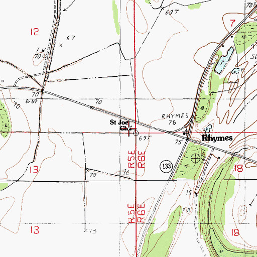 Topographic Map of Saint Joe Church, LA