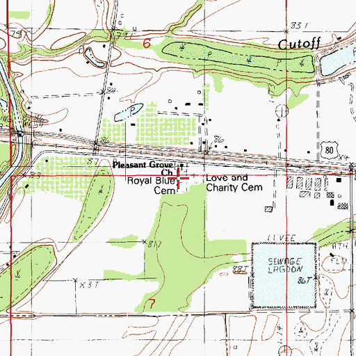 Topographic Map of Royal Blue Cemetery, LA