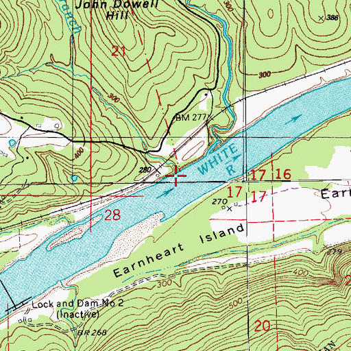 Topographic Map of Rocky Branch, AR