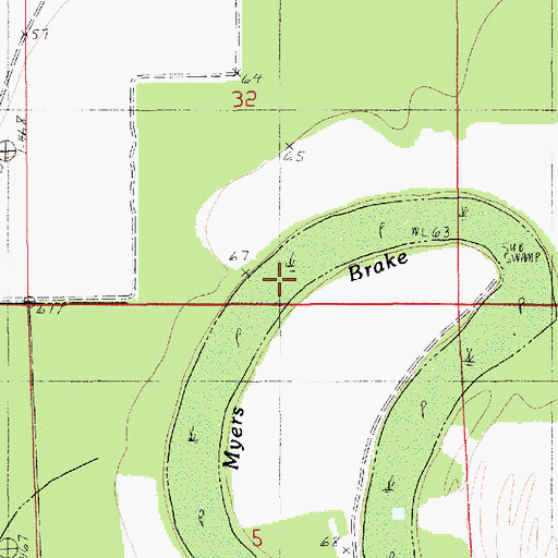 Topographic Map of Myers Brake, LA
