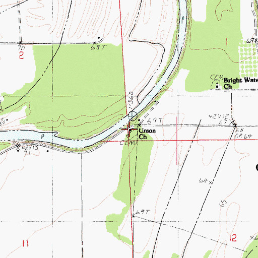 Topographic Map of Union Church, LA