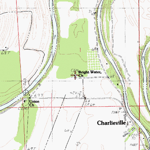 Topographic Map of Bright Water Church, LA