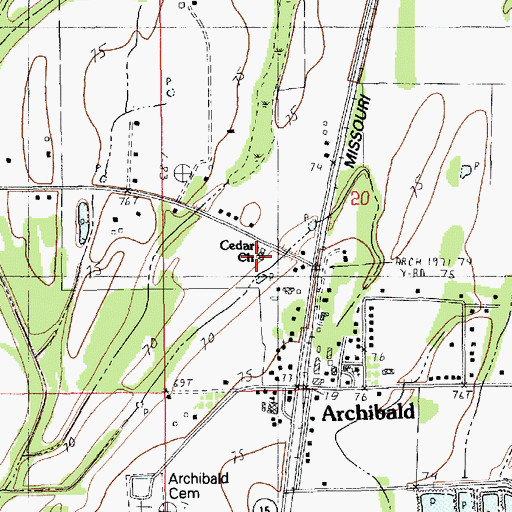 Topographic Map of Cedar Church, LA