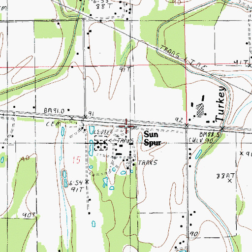 Topographic Map of Sun Spur, LA