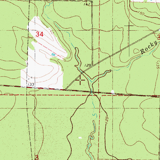 Topographic Map of Rocky Branch, AR