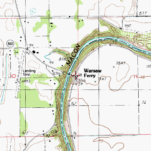 Topographic Map of Warsaw Ferry, LA