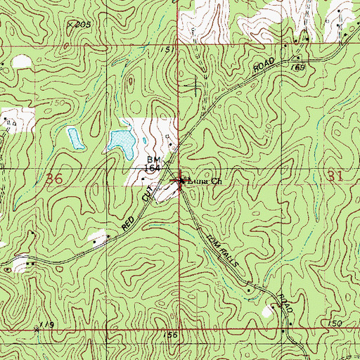 Topographic Map of Luna Church, LA