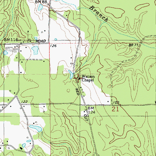 Topographic Map of Watson Chapel, LA