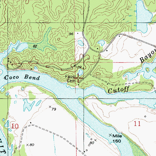 Topographic Map of Faust Cemetery, LA