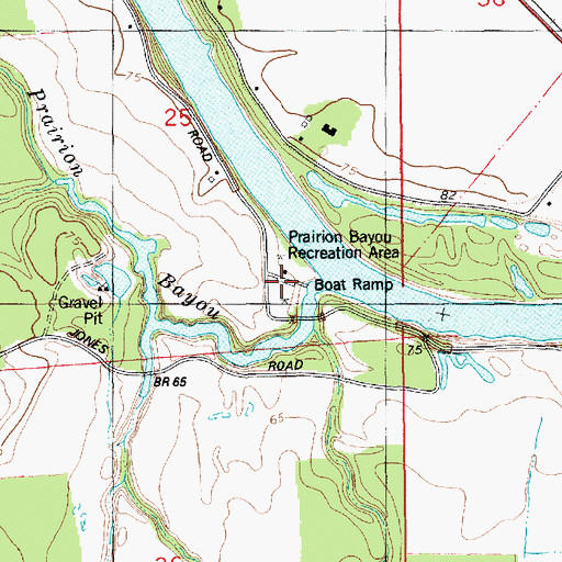Topographic Map of Prairion Bayou Recreation Area, LA