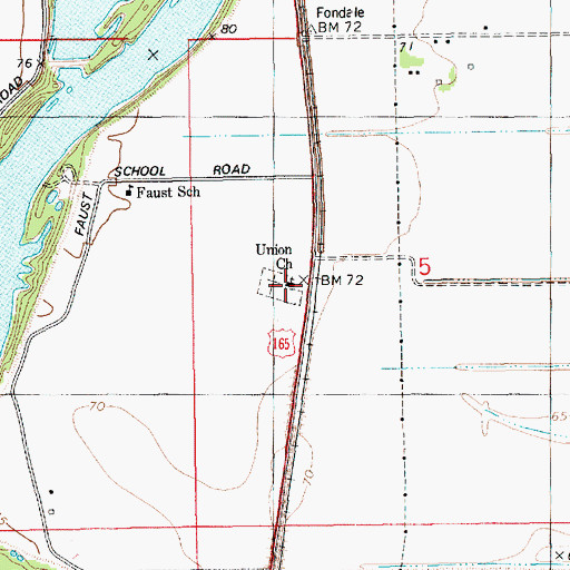 Topographic Map of Union Church, LA