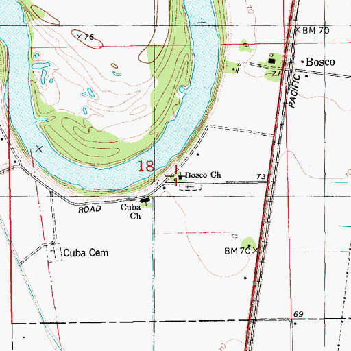 Topographic Map of Bosco Church, LA
