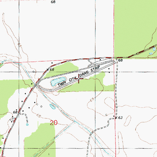 Topographic Map of Twin City Drag Strip, LA
