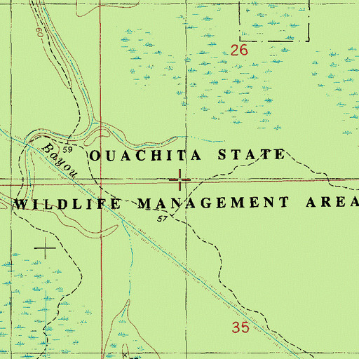Topographic Map of Ouachita State Wildlife Management Area, LA