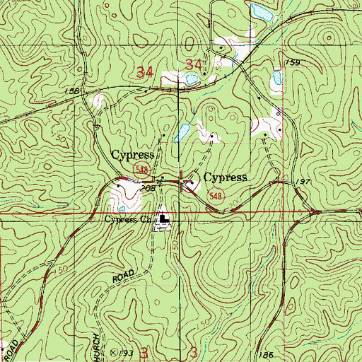 Topographic Map of Cypress, LA