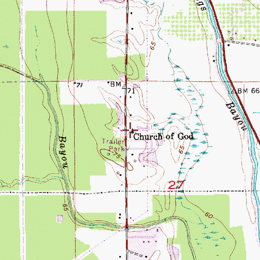 Topographic Map of Church of God, LA