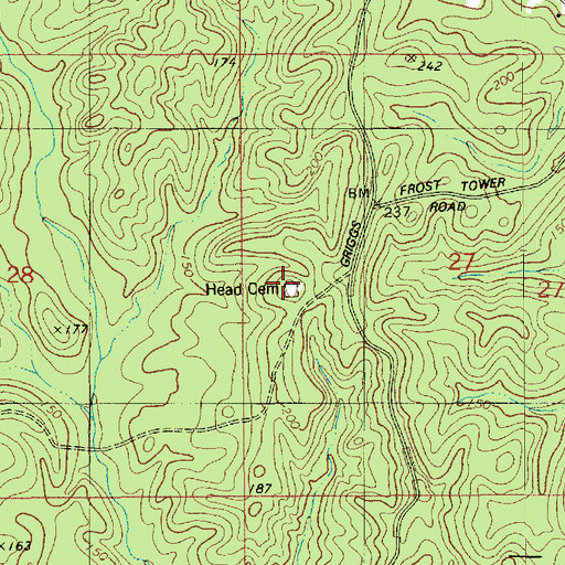 Topographic Map of Head Cemetery, LA
