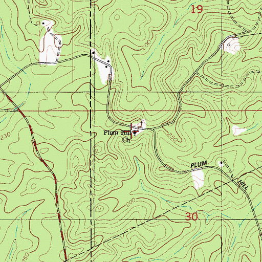 Topographic Map of Plum Hill Church, LA