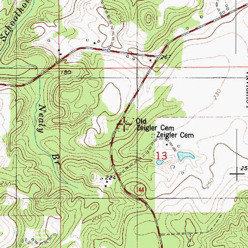 Topographic Map of Old Zeigler Cemetery, LA