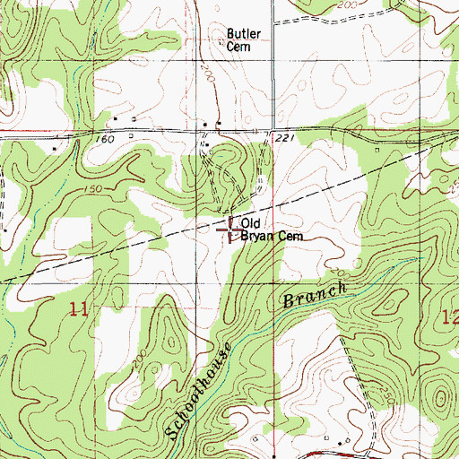 Topographic Map of Old Bryan Cemetery, LA