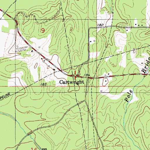 Topographic Map of Cartwright, LA