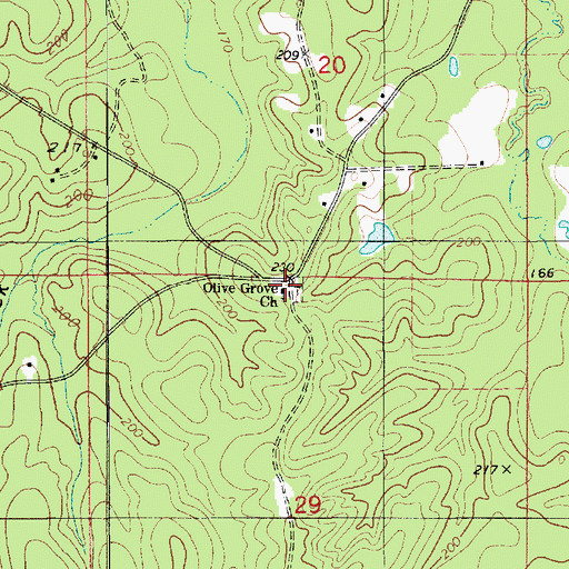 Topographic Map of Olive Grove Church, LA