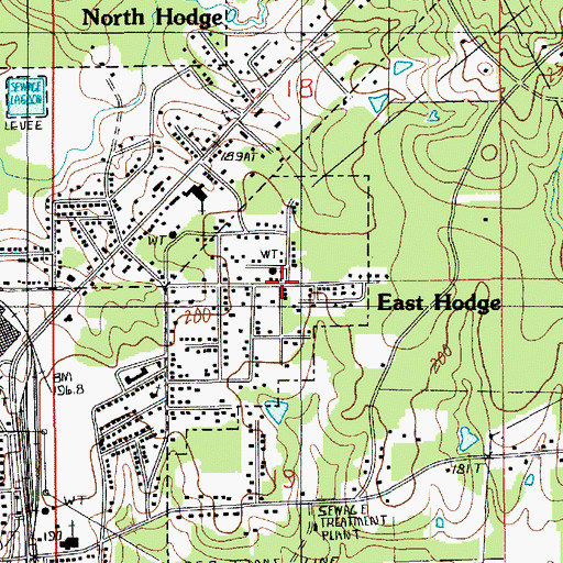 Topographic Map of East Hodge, LA