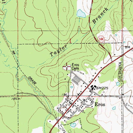 Topographic Map of Eros Cemetery, LA