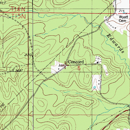Topographic Map of Concord, LA