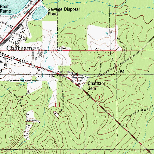 Topographic Map of Chatham Cemetery, LA