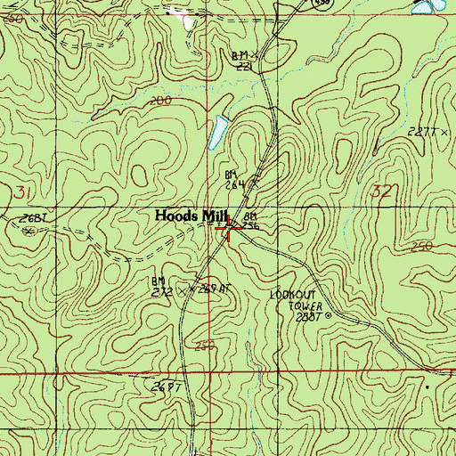Topographic Map of Hoods Mill, LA
