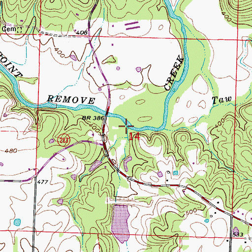 Topographic Map of Rocky Branch, AR