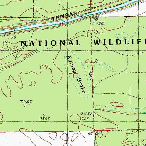 Topographic Map of Rainey Brake, LA