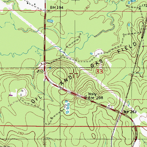 Topographic Map of Holly Gas and Oil Field, LA