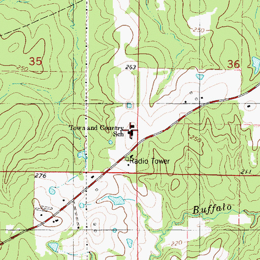Topographic Map of Town and Country School, LA