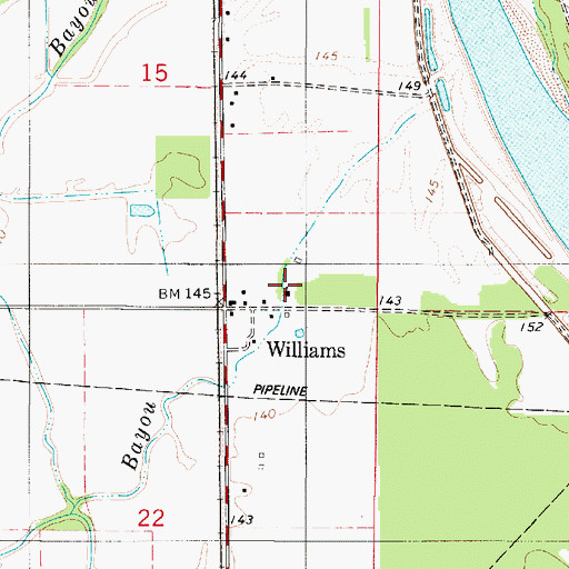 Topographic Map of Saint John the Baptist Church, LA