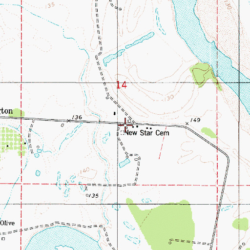 Topographic Map of New Star Church (historical), LA