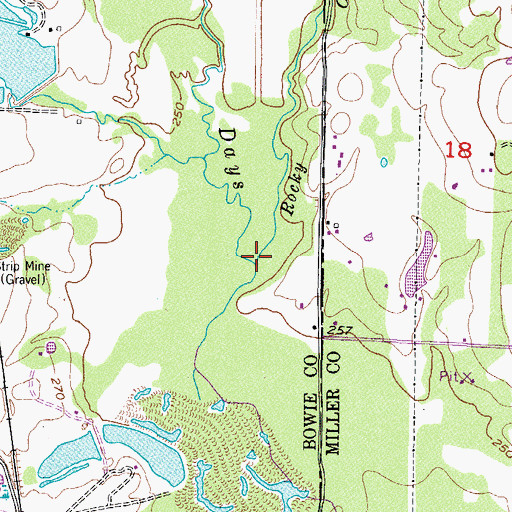 Topographic Map of Rocky Creek, AR
