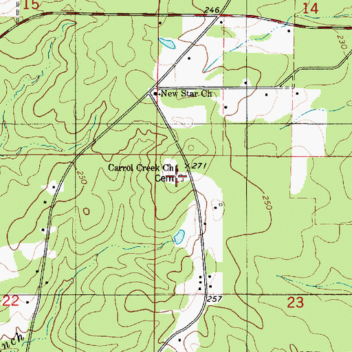 Topographic Map of New Star Cemetery, LA