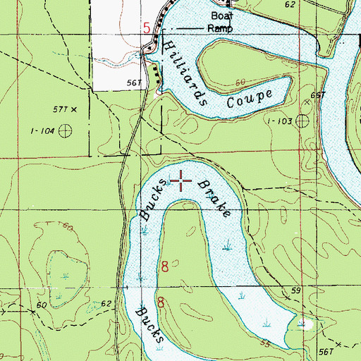 Topographic Map of Bucks Brake, LA