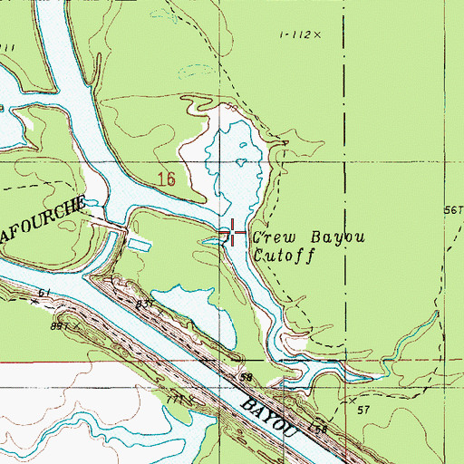 Topographic Map of Crew Bayou Cutoff, LA
