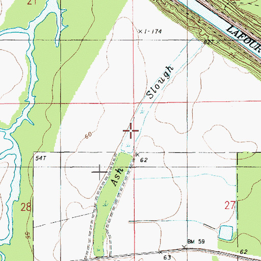 Topographic Map of Ash Slough, LA