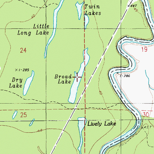 Topographic Map of Broad Lake, LA