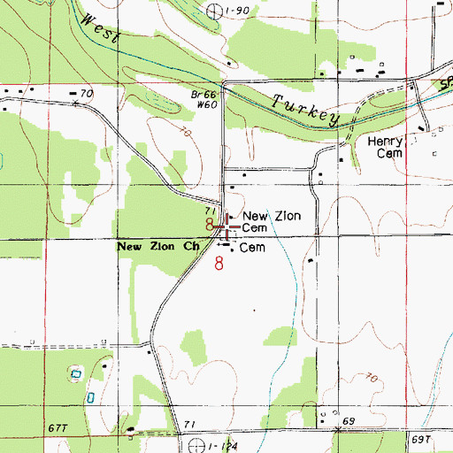 Topographic Map of New Zion Cemetery, LA