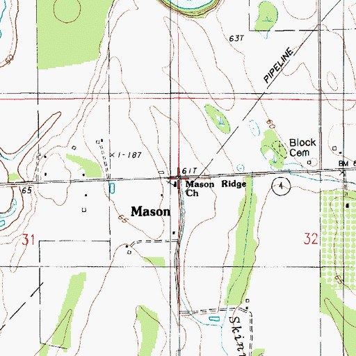 Topographic Map of Mason, LA