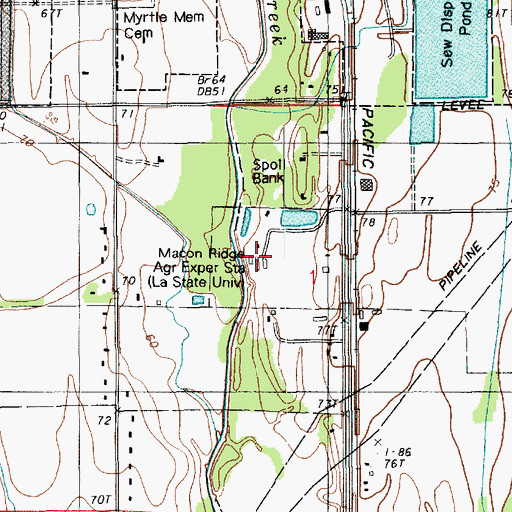 Topographic Map of Macon Ridge Agricultural Experiment Station, LA