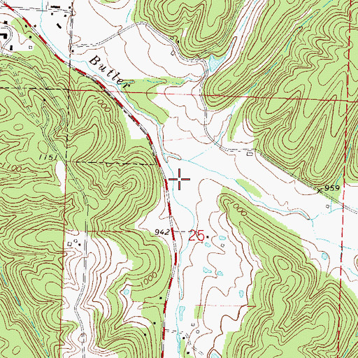 Topographic Map of Rocky Dell Hollow, AR