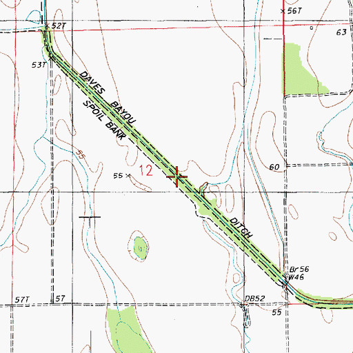 Topographic Map of Daves Bayou Ditch, LA