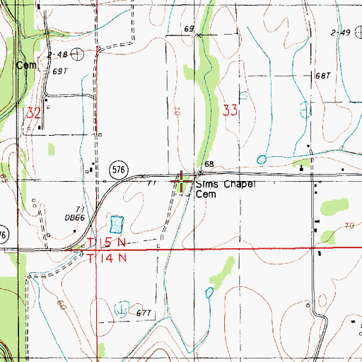 Topographic Map of Simms Chapel Cemetery, LA