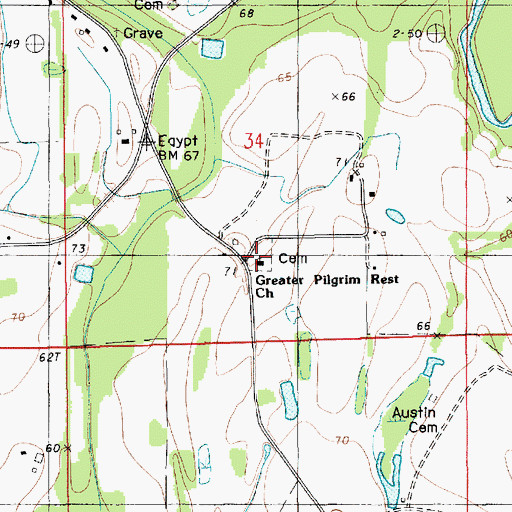 Topographic Map of Greater Pilgrim Rest Church, LA